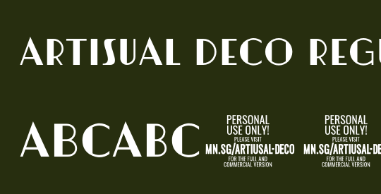 Artisual Deco Regular PERSONAL USE ONLY PERSONAL USE ONLY