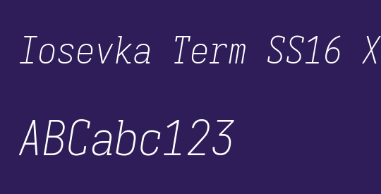 Iosevka Term SS16 XLtObl