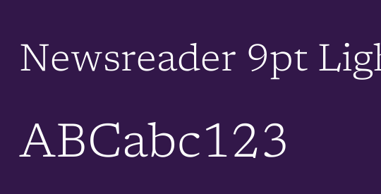 Newsreader 9pt Light
