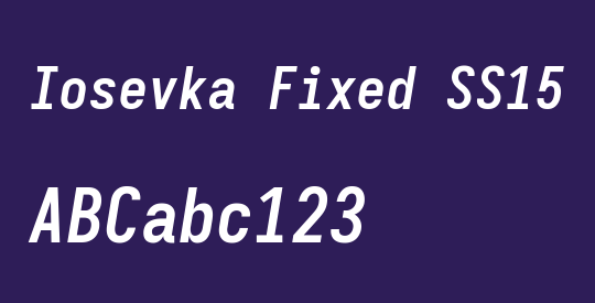 Iosevka Fixed SS15 Oblique