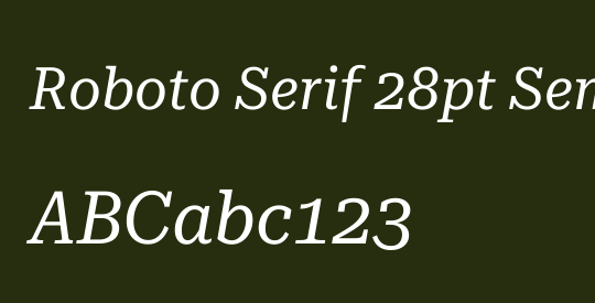 Roboto Serif 28pt SemiCondensed