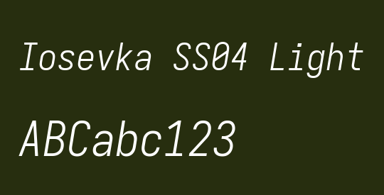 Iosevka SS04 Light Oblique