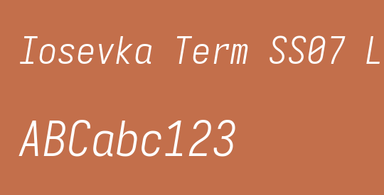 Iosevka Term SS07 LtObl