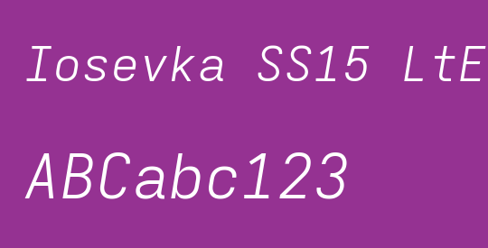 Iosevka SS15 LtExObl