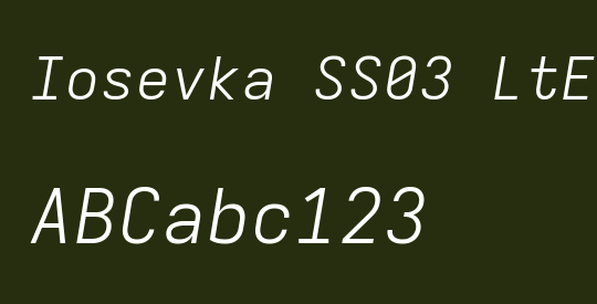 Iosevka SS03 LtExObl