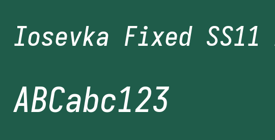 Iosevka Fixed SS11 MdObl