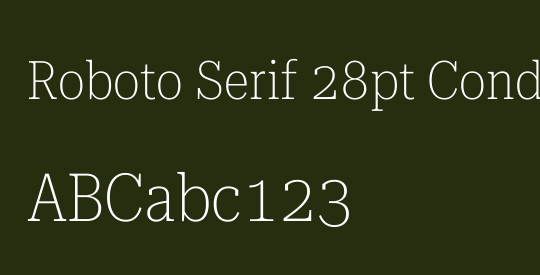 Roboto Serif 28pt Condensed Thin