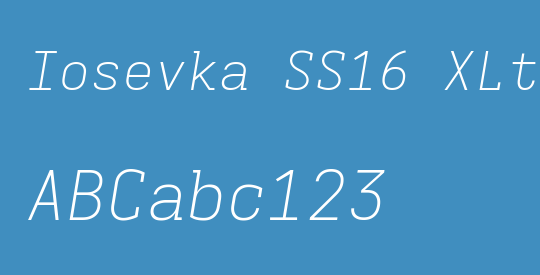 Iosevka SS16 XLtExObl