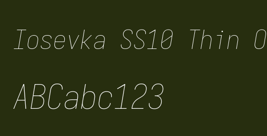 Iosevka SS10 Thin Oblique