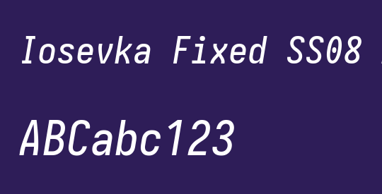 Iosevka Fixed SS08 MdObl
