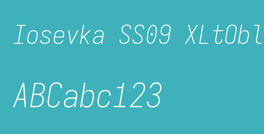 Iosevka SS09 XLtObl