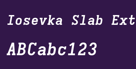 Iosevka Slab Extended Oblique