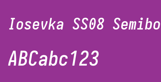 Iosevka SS08 Semibold Oblique