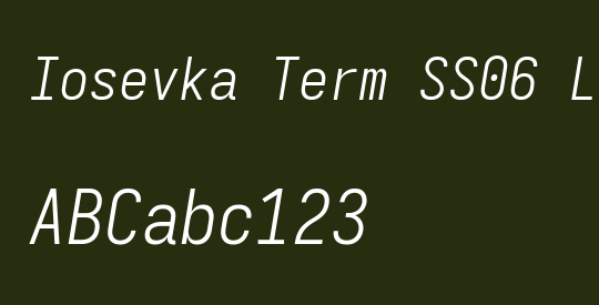Iosevka Term SS06 LtObl