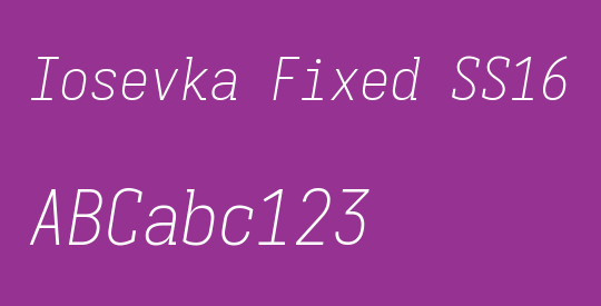 Iosevka Fixed SS16 XLtObl