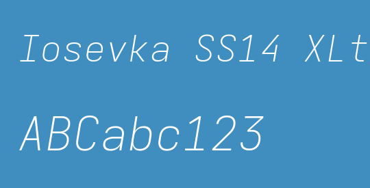 Iosevka SS14 XLtExObl