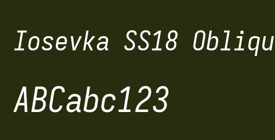 Iosevka SS18 Oblique