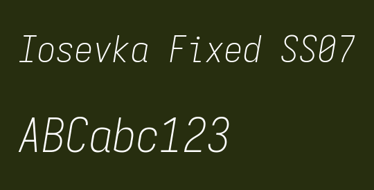 Iosevka Fixed SS07 XLtObl