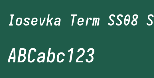Iosevka Term SS08 SmBdObl