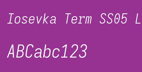 Iosevka Term SS05 LtObl