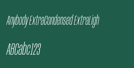 Anybody ExtraCondensed ExtraLight