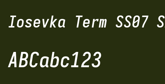 Iosevka Term SS07 SmBdObl