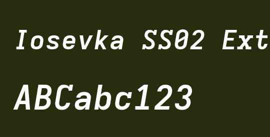 Iosevka SS02 Extended Oblique