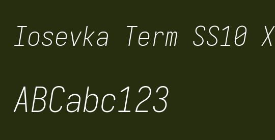 Iosevka Term SS10 XLtObl