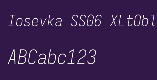 Iosevka SS06 XLtObl