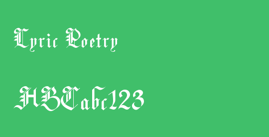Lyric Poetry