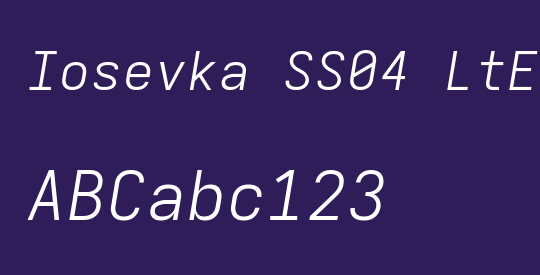 Iosevka SS04 LtExObl