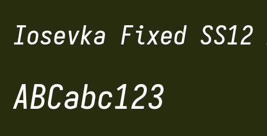Iosevka Fixed SS12 MdObl