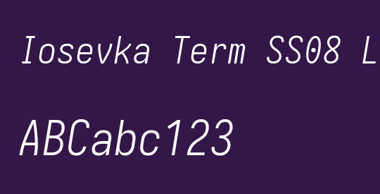 Iosevka Term SS08 LtObl