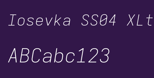 Iosevka SS04 XLtExObl