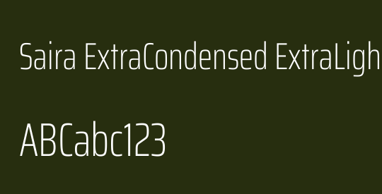 Saira ExtraCondensed ExtraLight