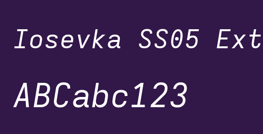 Iosevka SS05 Extended Oblique