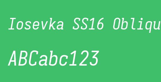 Iosevka SS16 Oblique