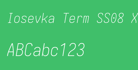 Iosevka Term SS08 XLtObl