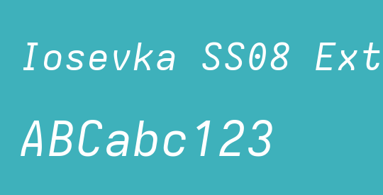 Iosevka SS08 Extended Oblique