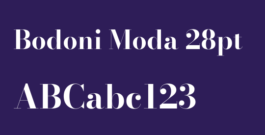 Bodoni Moda 28pt