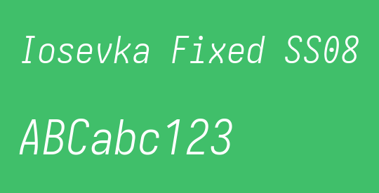 Iosevka Fixed SS08 LtObl