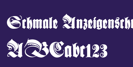 Schmale Anzeigenschrift Zier