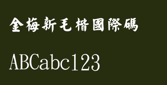 金梅新毛楷國際碼