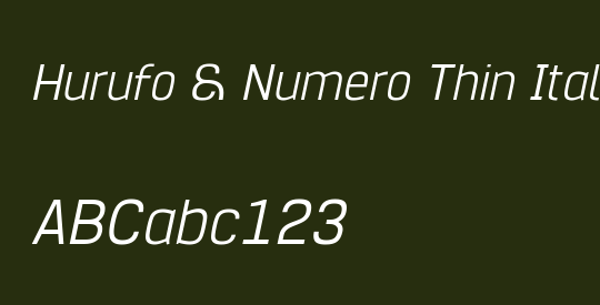 Hurufo & Numero Thin Italic